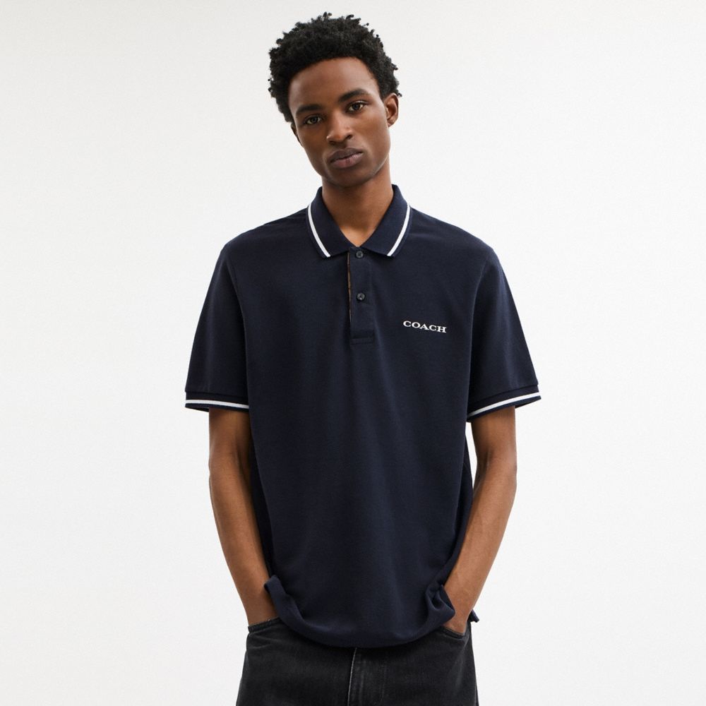 Coach Signature Trim Polo Navy