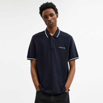 Coach Signature Trim Polo Navy