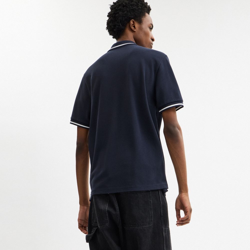 Coach Signature Trim Polo Navy
