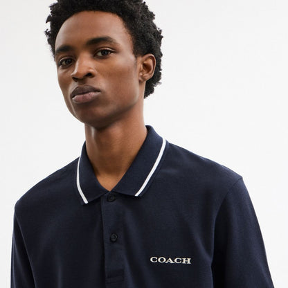 Coach Signature Trim Polo Navy
