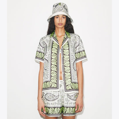 Tory Burch Cockatoo Printed Bucket Hat Mint Cockatoo