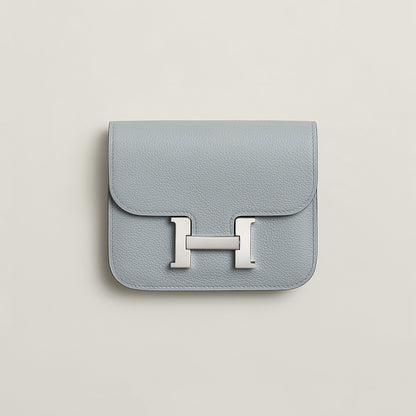  Hermes Constance Slim Bi Wallet Bleu Glacier