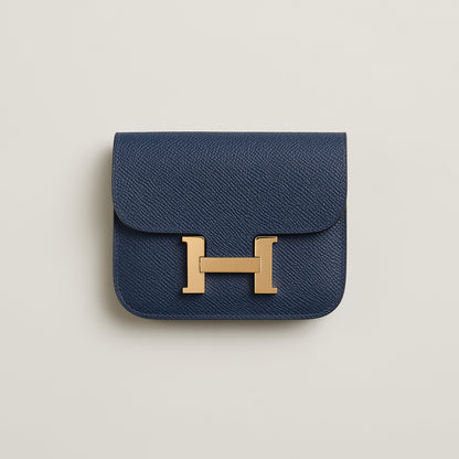  Hermes Constance Slim Wallet Navy