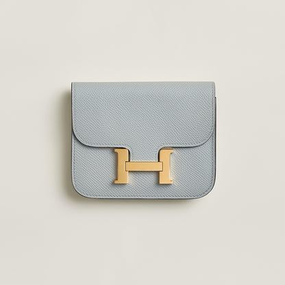  Hermes Constance Slim Wallet Bleu Glacier