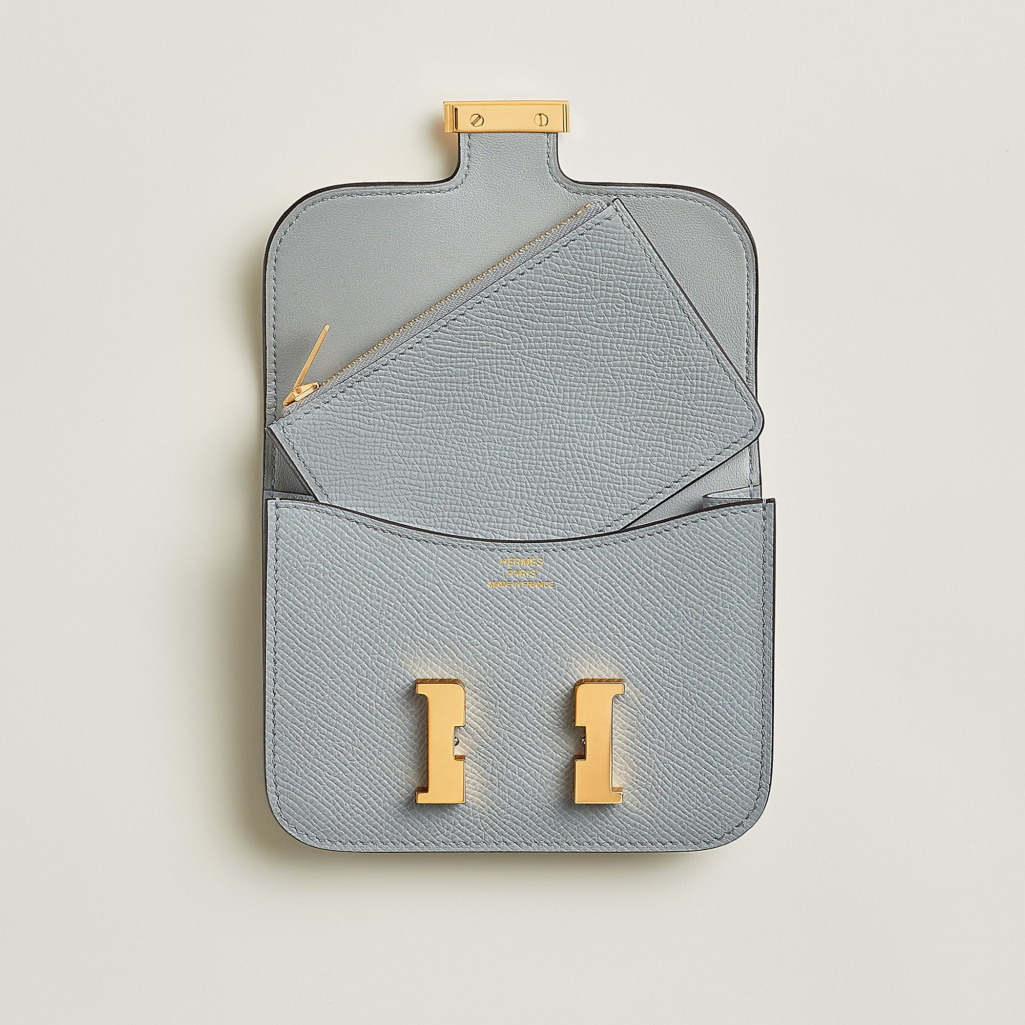  Hermes Constance Slim Wallet Bleu Glacier