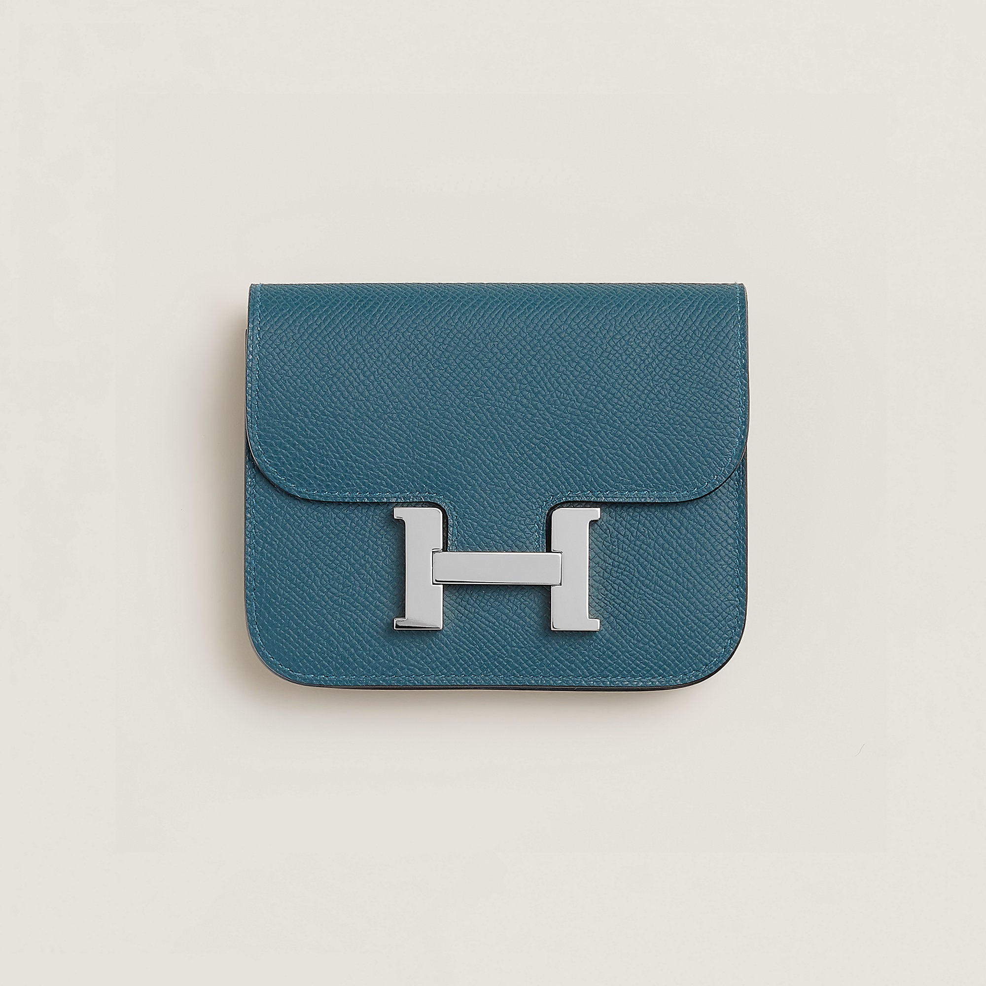  Hermes Constance Slim Wallet Bleu Thalassa
