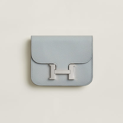  Hermes Constance Slim Wallet Bleu Glacier