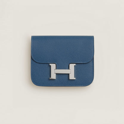  Hermes Constance Slim Wallet Bleu Saphir