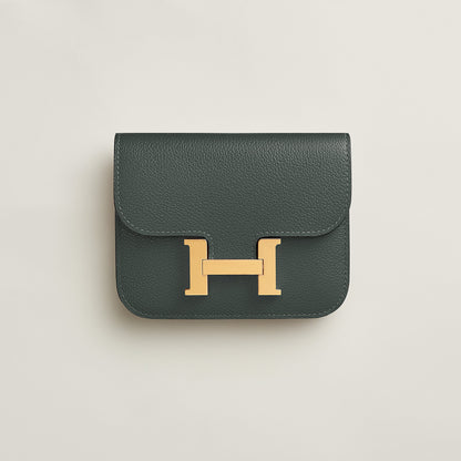  Hermes Constance Slim Wallet Bleu Saphir