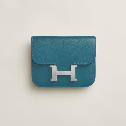  Hermes Constance Slim Wallet Navy