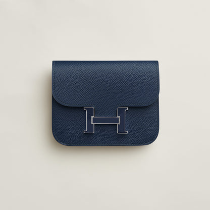  Hermes Constance Slim Wallet Bleu Saphir