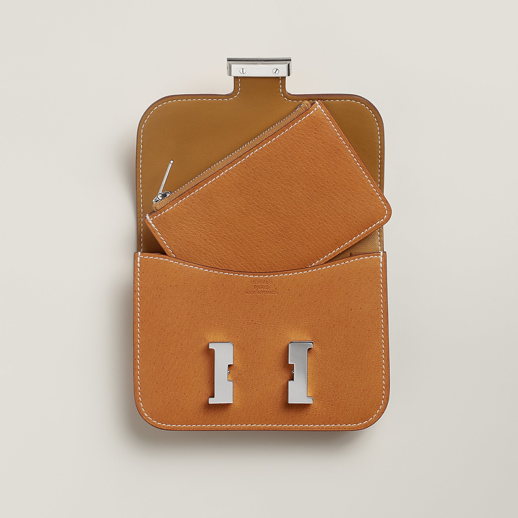  Hermes Constance Slim Wallet Toffee