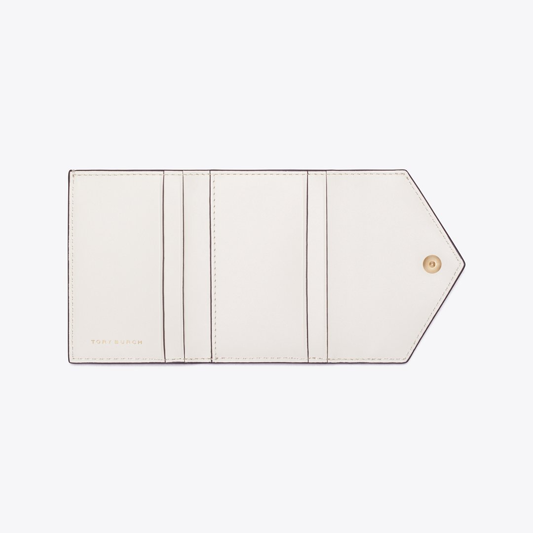 Tory Burch Contrast Embossed Envelope Small Wallet Light Cream / Navy