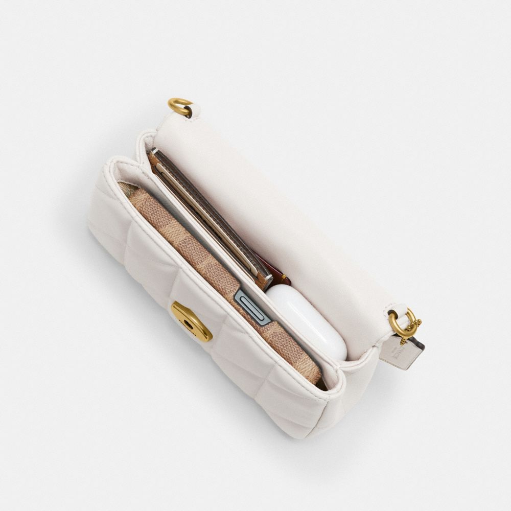 Coach Tabby Crossbody Wristlet With Pillow Quilting Brass Chalk