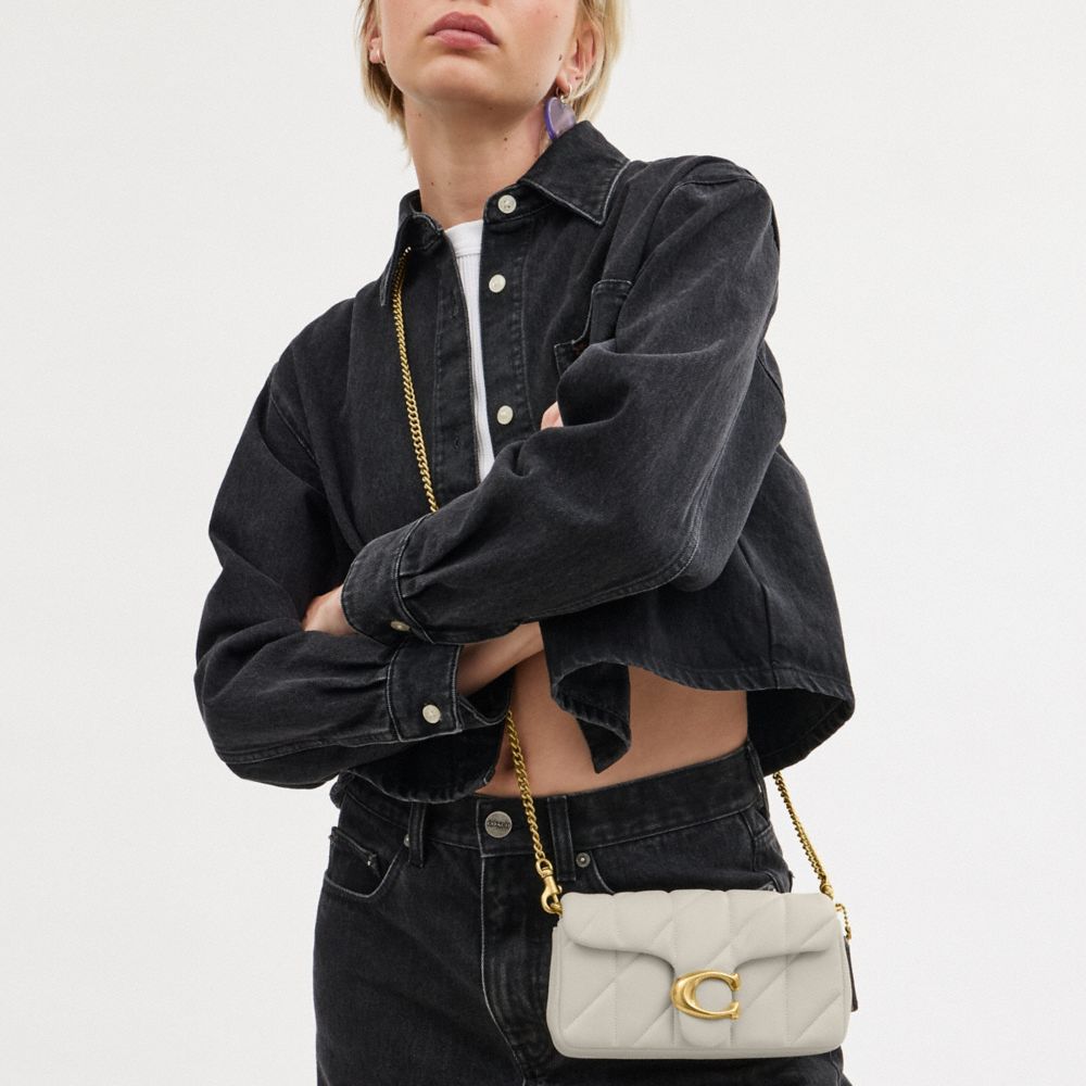Coach Tabby Crossbody Wristlet With Pillow Quilting Brass Chalk
