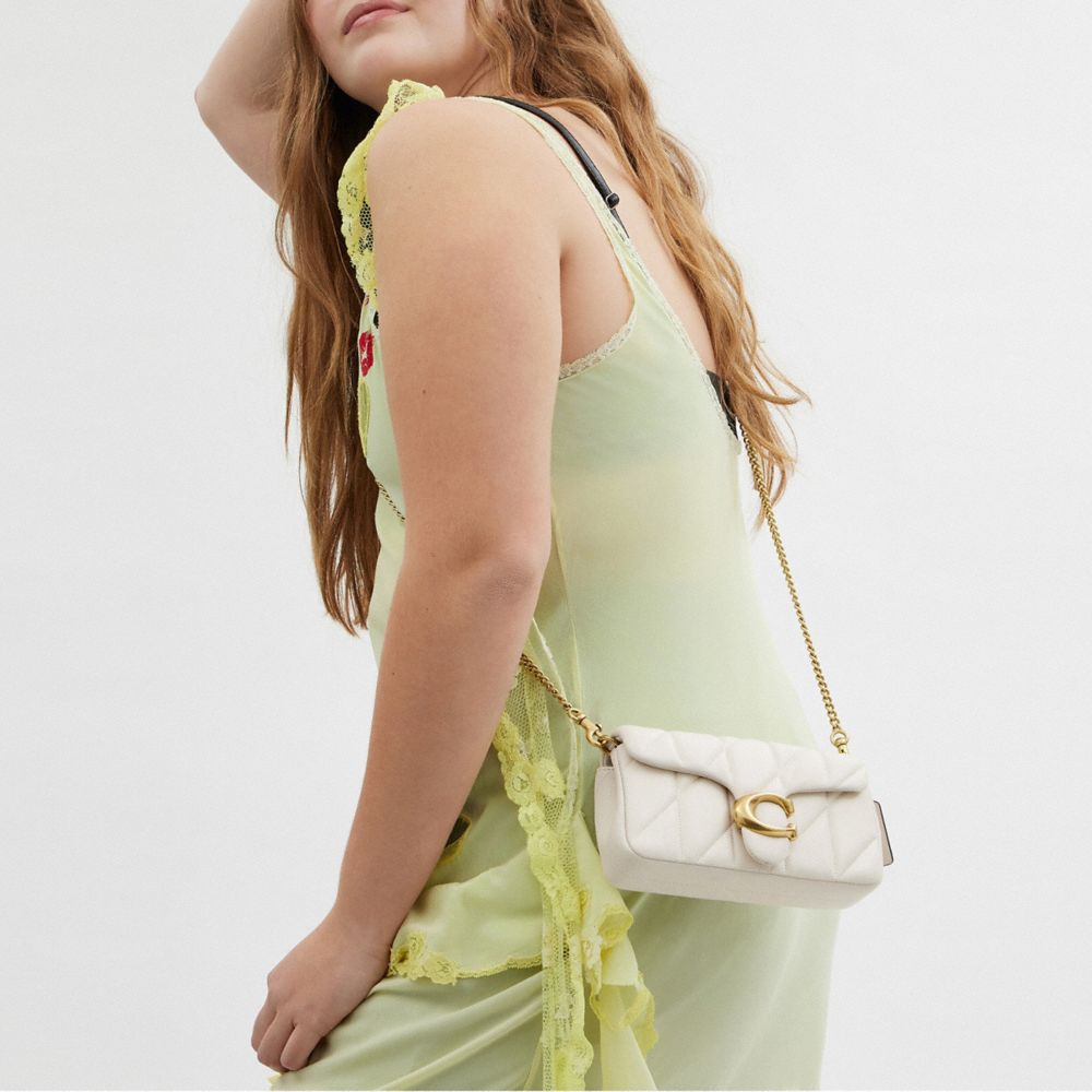Coach Tabby Crossbody Wristlet With Pillow Quilting Brass Chalk