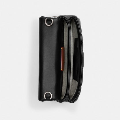 Coach Tabby Crossbody Wristlet With Pillow Quilting Silver Black