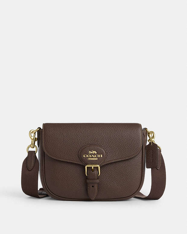 Amelia Saddle Bag Pebbled Leather-Gold-Brown Pebbled Leather-Gold-Brown