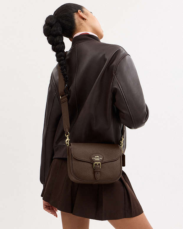 Amelia Saddle Bag Pebbled Leather-Gold-Brown Pebbled Leather-Gold-Brown