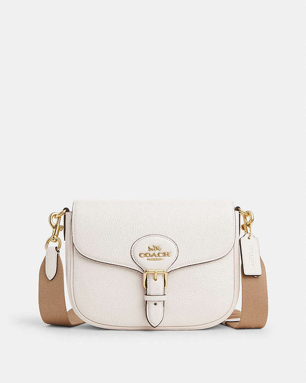 Amelia Saddle Bag Pebbled Leather-Gold-Chalk Pebbled Leather-Gold-Chalk