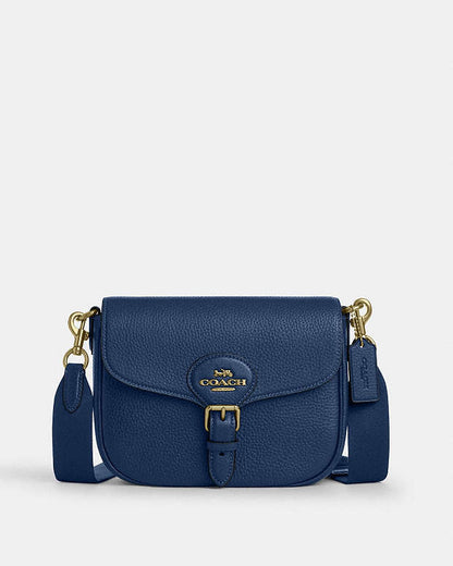Amelia Saddle Bag Pebbled Leather-Gold-Deep Blue Pebbled Leather-Gold-Deep Blue