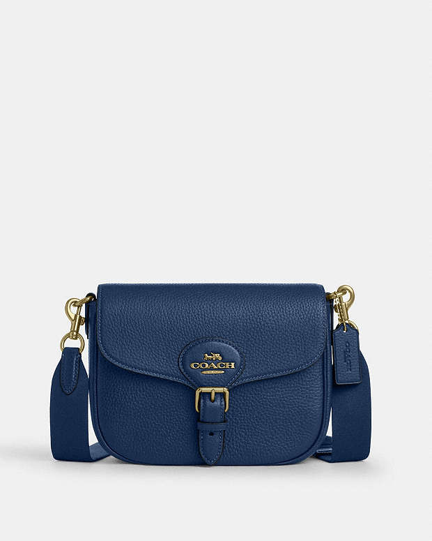 Amelia Saddle Bag Pebbled Leather-Gold-Deep Blue Pebbled Leather-Gold-Deep Blue