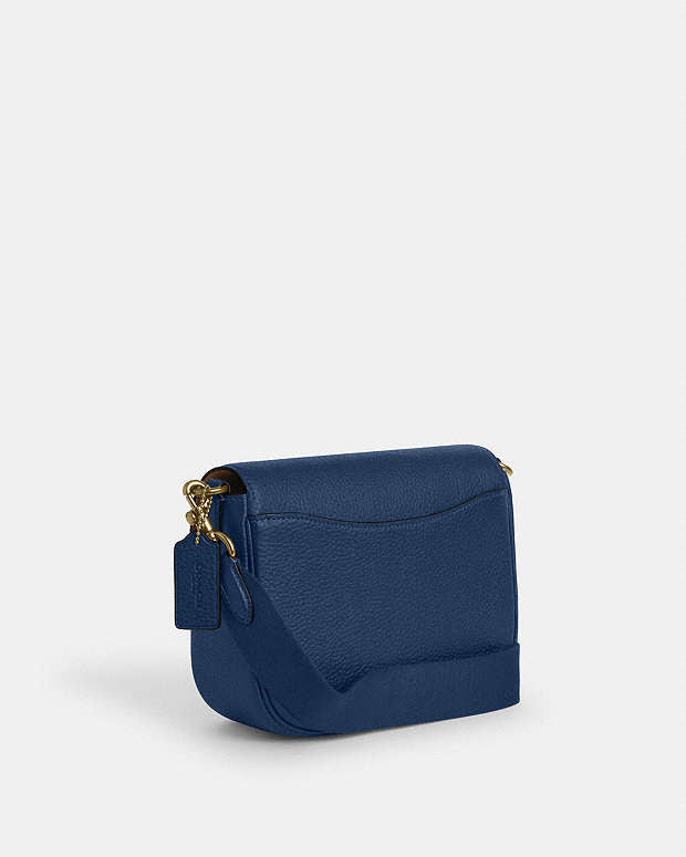 Amelia Saddle Bag Pebbled Leather-Gold-Deep Blue Pebbled Leather-Gold-Deep Blue