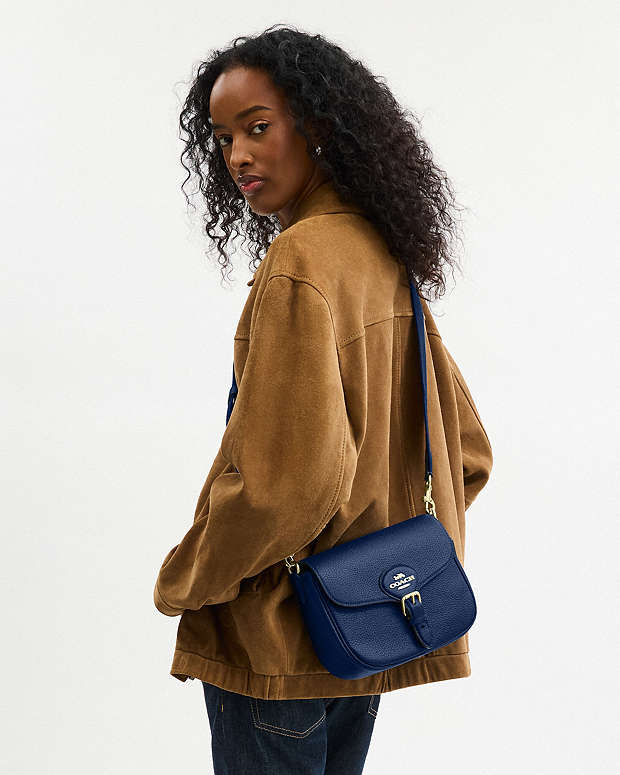 Amelia Saddle Bag Pebbled Leather-Gold-Deep Blue Pebbled Leather-Gold-Deep Blue