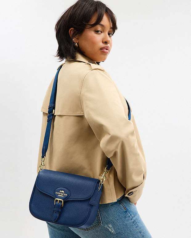 Amelia Saddle Bag Pebbled Leather-Gold-Deep Blue Pebbled Leather-Gold-Deep Blue