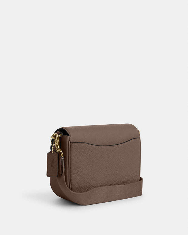 Amelia Saddle Bag Pebbled Leather-Gold-Dark Stone Pebbled Leather-Gold-Dark Stone