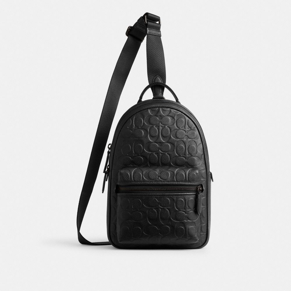 Coach Charter Pack In Signature Leather Black