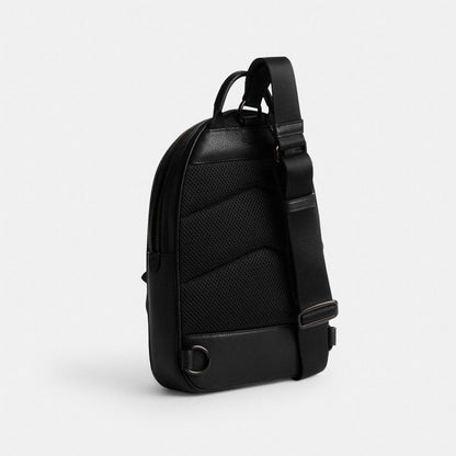 Coach Charter Pack In Signature Leather Black