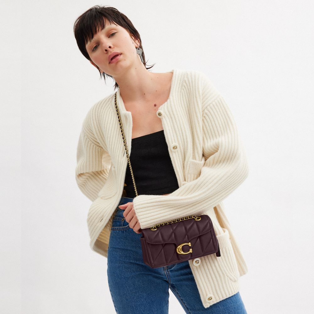 Coach Tabby Shoulder Bag 20 With Pillow Quilting Brass Black Currant