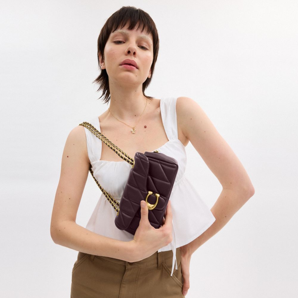 Coach Tabby Shoulder Bag 20 With Pillow Quilting Brass Black Currant
