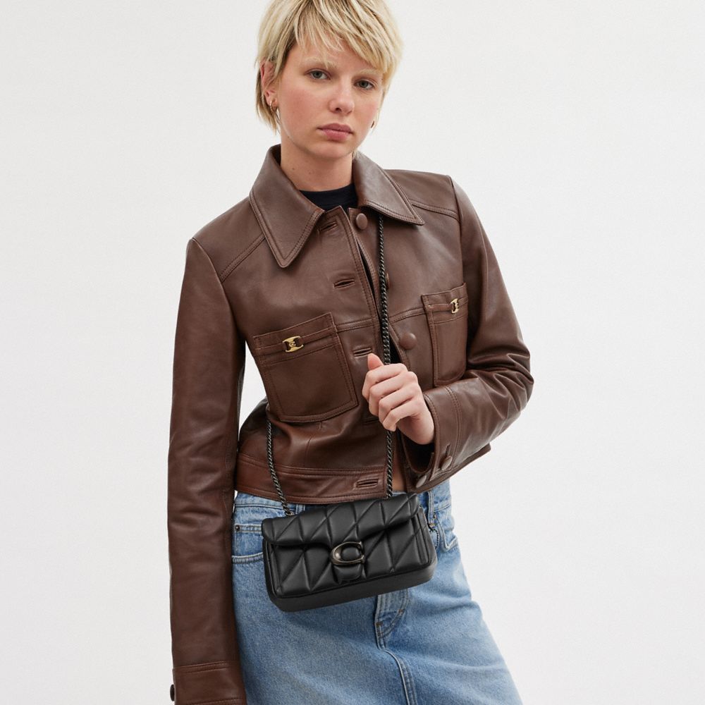 Tabby Shoulder Bag 20 With Pillow Quilting Nappa Leather-Pewter-Black Nappa Leather-Pewter-Black
