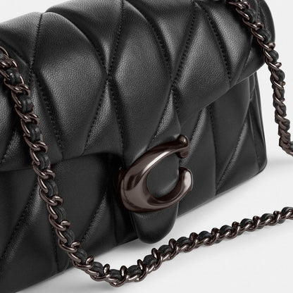 Tabby Shoulder Bag 20 With Pillow Quilting Nappa Leather-Pewter-Black Nappa Leather-Pewter-Black