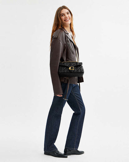 Tabby Shoulder Bag 26 With Pillow Quilting Nappa Leather-Brass-Black Nappa Leather-Brass-Black