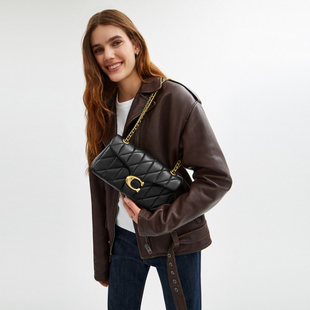 Coach Tabby Shoulder Bag 26 With Pillow Quilting Brass Black