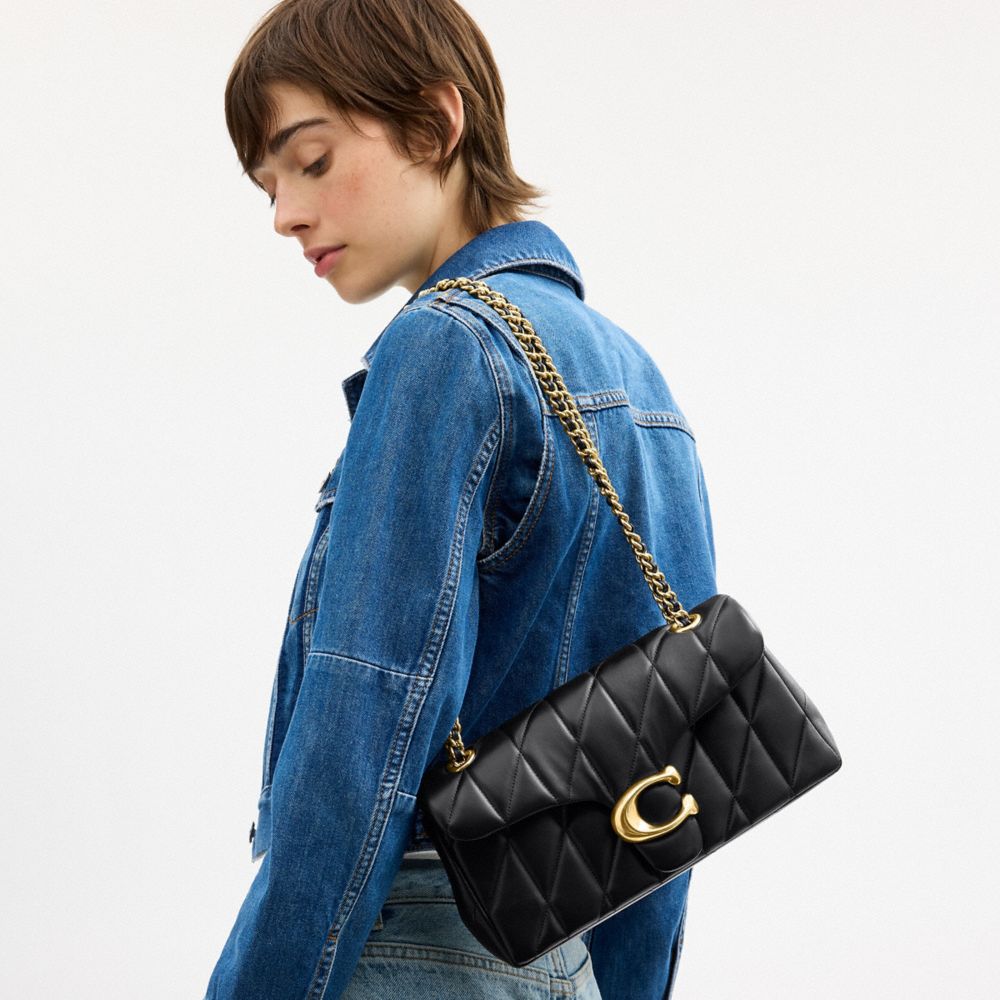 Coach Tabby Shoulder Bag 26 With Pillow Quilting Brass Black