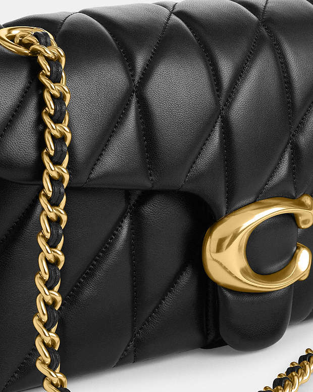 Tabby Shoulder Bag 26 With Pillow Quilting Nappa Leather-Brass-Black Nappa Leather-Brass-Black