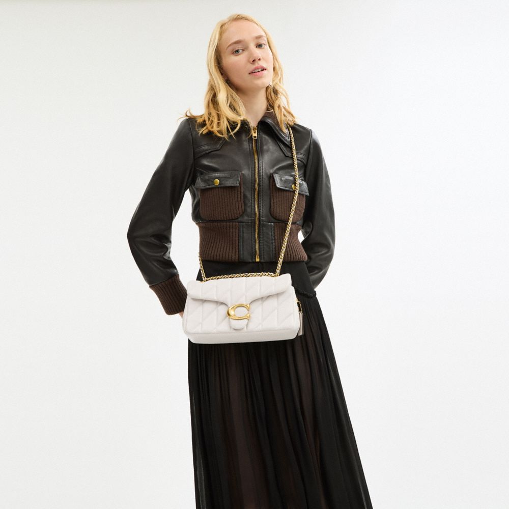 Coach Tabby Shoulder Bag 26 With Pillow Quilting Brass Chalk