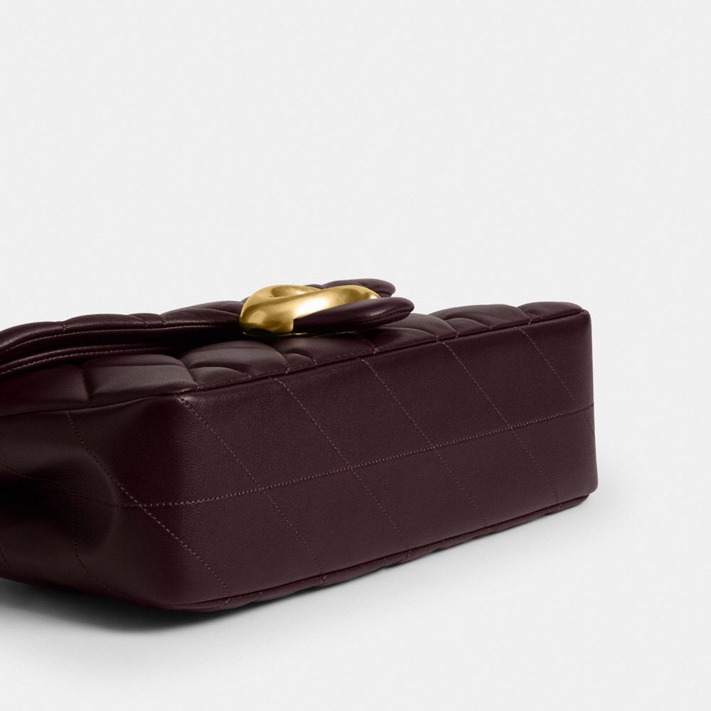 Coach Tabby Shoulder Bag 26 With Pillow Quilting Brass Black Currant