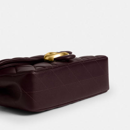 Coach Tabby Shoulder Bag 26 With Pillow Quilting Brass Black Currant