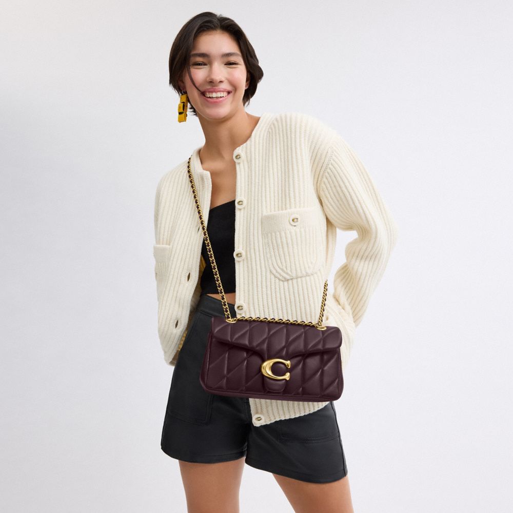 Tabby Shoulder Bag 26 With Pillow Quilting Nappa Leather-Brass-Black Currant Nappa Leather-Brass-Black Currant