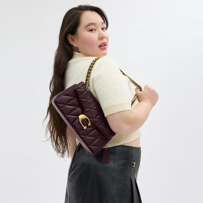 Coach Tabby Shoulder Bag 26 With Pillow Quilting Brass Black Currant