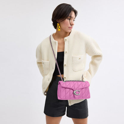 Tabby Shoulder Bag 26 With Pillow Quilting Nappa Leather-Silver-Fuschia Nappa Leather-Silver-Fuschia