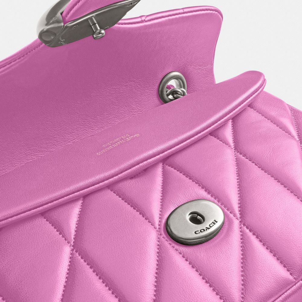 Tabby Shoulder Bag 26 With Pillow Quilting Nappa Leather-Silver-Fuschia Nappa Leather-Silver-Fuschia