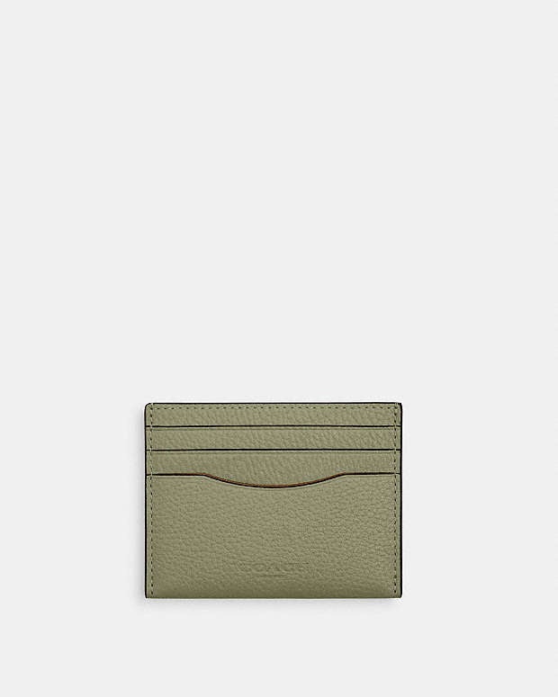 Slim Id Card Case Pebbled Leather-Pistachio Pebbled Leather-Pistachio