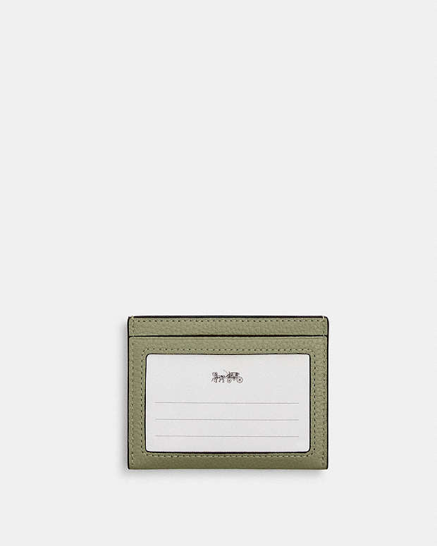 Slim Id Card Case Pebbled Leather-Pistachio Pebbled Leather-Pistachio