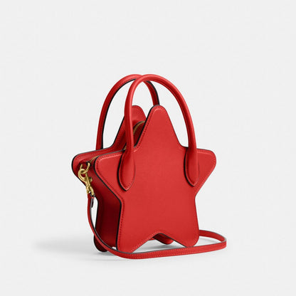 Coach Star Bag In Regenerative Leather Brass Sport Red